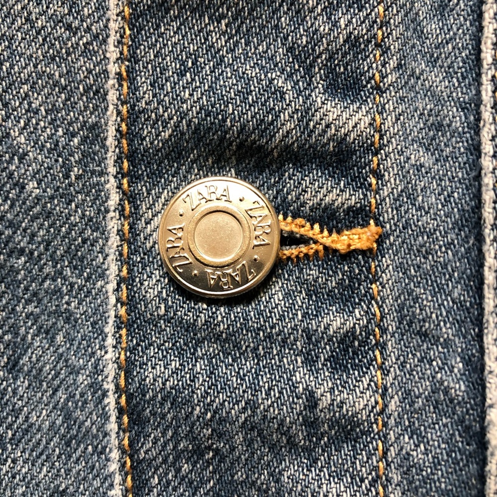 Zara Denim Long Sleeve Wide Leg Jumpsuit - Picture 6 of 16